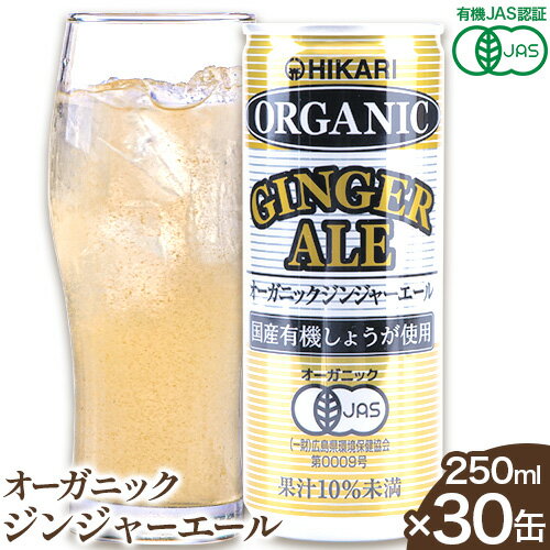 【ふるさと納税】寄附額改定!! ＜光食品＞オーガニックジンジャーエール 250ml×30缶 定期便《30日以内順次出荷(土日祝除く)》ふるさと納税 オーガニック 有機JAS認証 ジュース ジンジャーエール 無糖 国産有機生姜使用 生姜 炭酸ジュース 缶 飲料 光食品 徳島 上板町