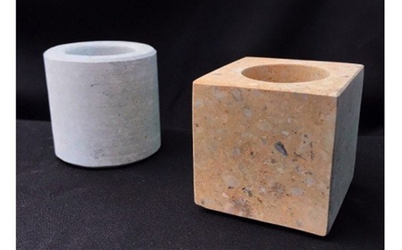 竜山石プラントポット 〇 □ ２個セット 【プランター 植木鉢 おしゃれ 鉢植え ガーデニング 兵庫県 高砂市】