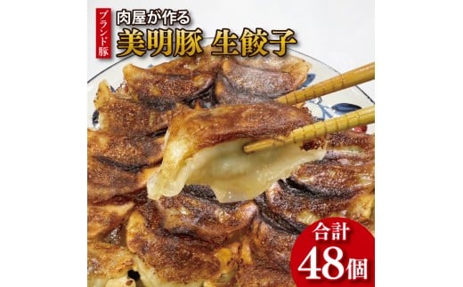 【数量限定】【最短7日発送】ブランド豚 肉屋が作る 美明豚 生餃子 24個入り×2パック 肉 豚肉  国産 茨城県産 すぐ 届く(HI-5)