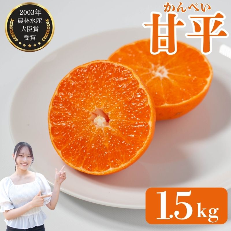 【ふるさと納税】先行予約受付 数量限定 訳あり 甘平 1.5kg 約7玉 みかん 蜜柑 柑橘 果物 フルーツ 高級 人気 糖度 ビタミン 健康 ブランド 国産 減農薬 除草剤不使用 有機肥料使用 愛媛県 愛南町 吉本農園 発送:2026年2月中旬〜なくなり次第終了