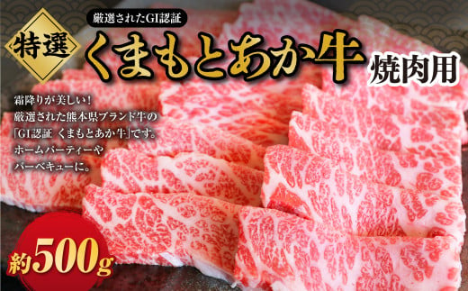 G21Q 厳選されたGI認証 くまもとあか牛 特選焼肉用 約500g お肉 肉 牛肉 ブランド牛 あか牛 赤牛 焼き肉 焼肉 BBQ バーベキュー 冷凍 国産 九州産 熊本県 上天草市