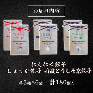 【京都餃子 一条の餃子】餃子3種セット「にんにく餃子・しょうが餃子・丹波とりしそ餃子」120個（餃子 冷凍餃子 惣菜餃子 18000円餃子）