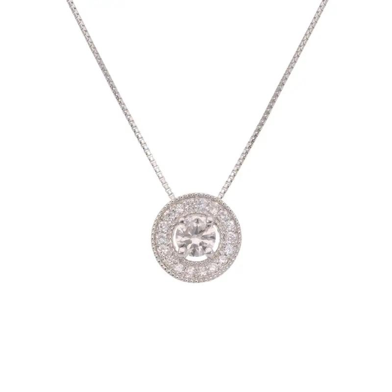 プラチナ900 ネックレス ダイヤモンド 中石 0.25ct up 脇石0.10ct EJ-112