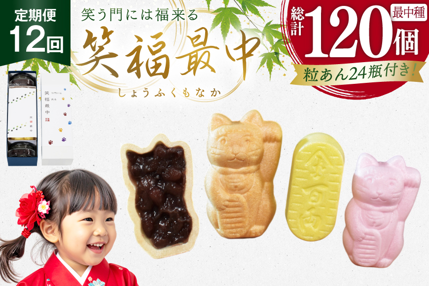 和菓子 もなか 笑福 最中 手作り キット 10個分 12回 定期便 計120個分 [牛蒡餅本舗熊屋 長崎県 平戸市 hr42bgy420449] お菓子 おやつ おかし スイーツ デザート 老舗 和菓子 菓子 あんこ 餡