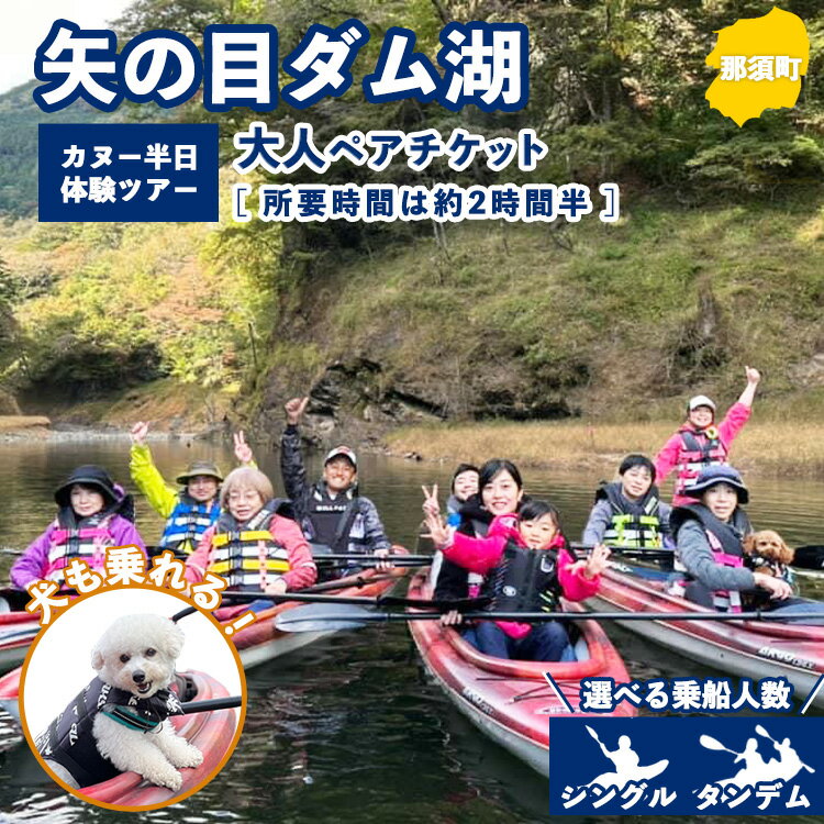 【ふるさと納税】【選べる乗船人数】矢の目ダム湖のカヌー半日体験ツアー 大人ペアチケット ｜ 那須 チケット 利用券 ペア アクティビティ カヌー 体験 那須 栃木県 那須町