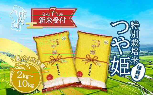 
            【新米受付 10月発送】R7年産 つや姫無洗米 選べる内容量！ 2kg/5kg/10kg（入金期限：2025.9.15）無洗米 新米 新米予約 先行受付 令和7年産米 米 山形県
          