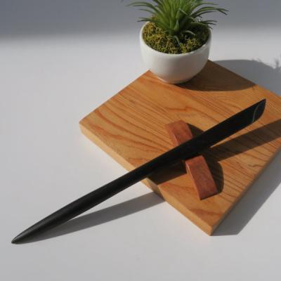 ふるさと納税 小牧市 木製かんざし リーフ型 標準サイズ (黒檀) [195S28-02]