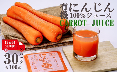 12ヵ月連続 にんじんジュース 100% 100g×30袋 人参ジュース