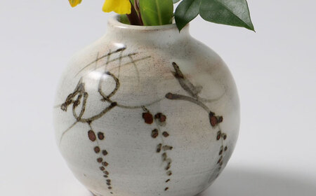 【唐津焼】絵粉引花入/ 花瓶  一輪挿し シンプル / 佐賀県 / 大杉皿屋窯[41ABAC006]