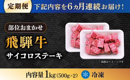 【6回定期便】 【飛騨牛】A5等級 サイコロステーキ 部位おまかせ 1kg [TAZ044] 牛肉