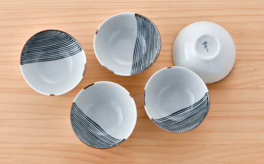 【波佐見焼】ハーフラインシリーズ ボール（小） 5点セット 小皿 取り皿 食器【まるしん】 [WD25]