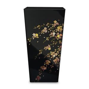 蒔絵調 ダストボックス L角 9.5L 桜ブラック タツクラフト 【Tk143w】