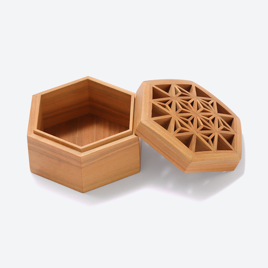 ＜Kinomo＞麻ノ葉六角小箱