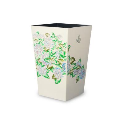 ふるさと納税 和歌山市 蒔絵調 ダストボックス M角 6.7L 紫陽花 ホワイト 和室に日本の美を添えるゴミ箱