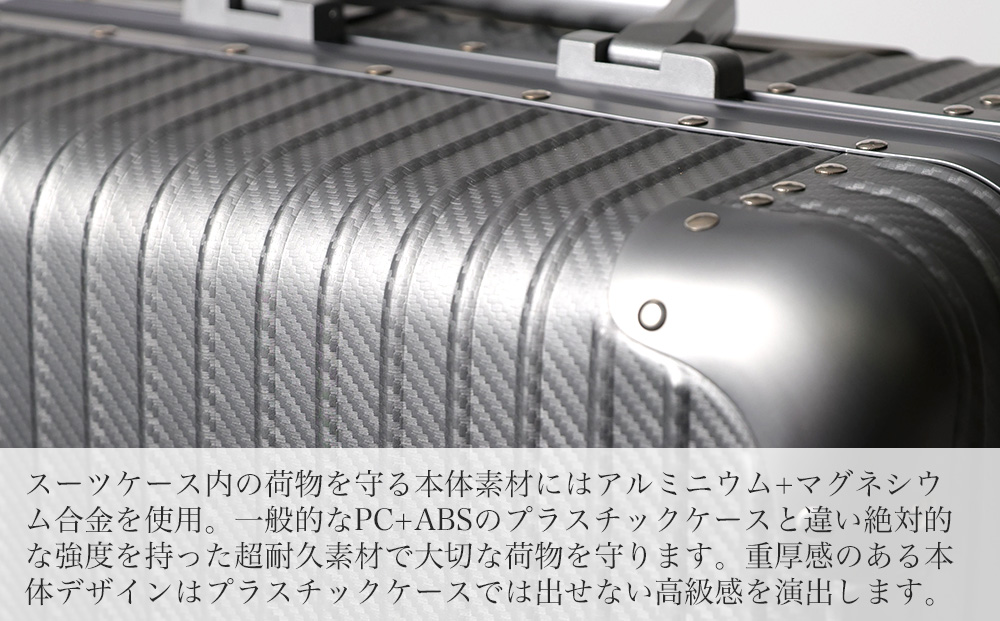 【先行予約】スーツケース [PROEVO] アルミスーツケース フレームキャリー 受託手荷物対応 L（カーボン/シルバー） [30003] AY160-09