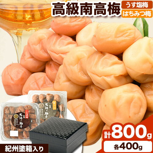 【ふるさと納税】 高級 南高梅 うす塩 はちみつ梅 計800g (各400g) 網代模様仕上げ 紀州塗箱入り 澤株式会社《90日以内に出荷予定(土日祝除く)》和歌山県 日高町 送料無料 梅 うめ ウメ 南高梅 うすしお 蜂蜜 食べ比べ セット 紀州 お取り寄せグルメ