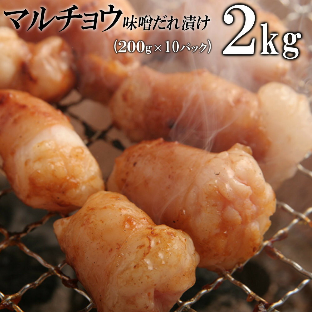 【ふるさと納税】マルチョウ味噌だれ漬け2kg（200g×10） | 肉 お肉 にく 牛肉 マルチョウ 牛小腸 小腸 ホルモン 味噌だれ 味付き 情熱ホルモン 小分け 便利 食品 ギフト 送料無料