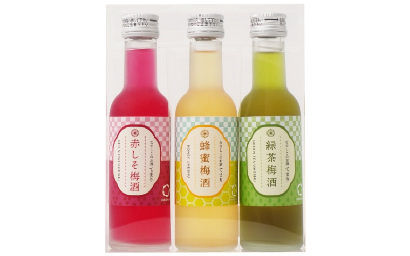 梅酒 なでしこのお酒「てまり」3種飲み比べセット 180ml (赤しそ/蜂蜜/緑茶) / 紀州南高梅 ウメシュ 和歌山 うめ ウメ お酒 酒 うめ酒 南高梅 プレゼント 飲み比べ【kis137-1】