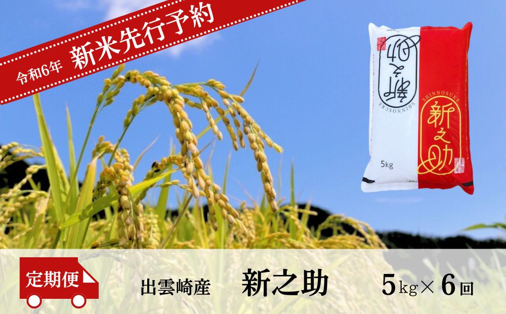 
【先行予約】 新米「新之助」 定期便 5kg 6か月 (10月以降発送予定 ) 新潟県産 出雲崎町産 令和6年産 白米 精米 お米 合計30kg
