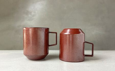 A20-464 金善製陶所 80カットマグ ブラウンTS 有田焼 マグカップ ペア シンプル 食器 茶色 スタイリッシュ