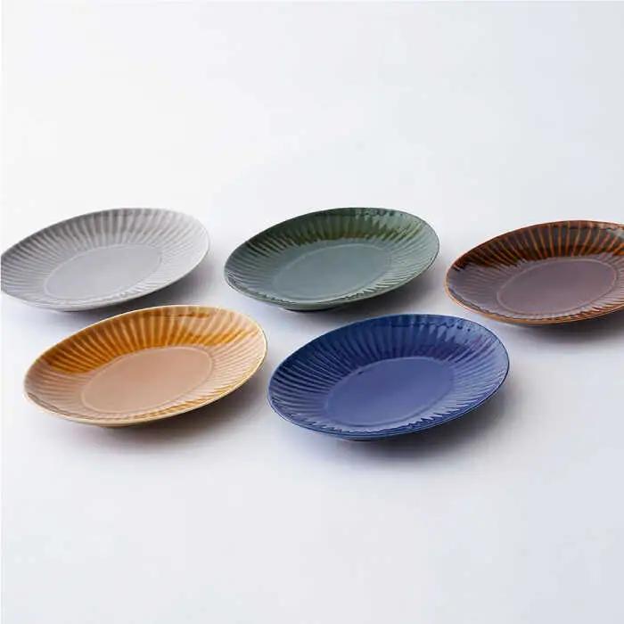 【波佐見焼】しのぎ 楕円皿 プレート（大） 5colors 5枚セット 食器 皿 【一龍陶苑】 [CC55]  波佐見焼
