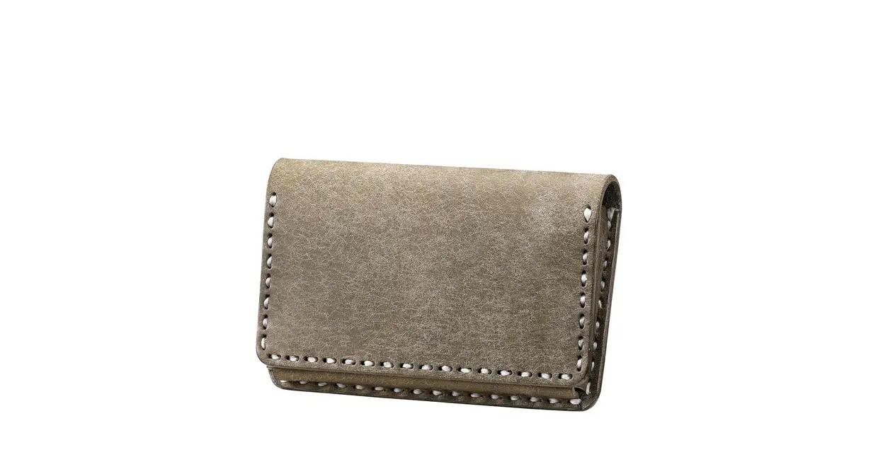 豊岡財布 haaki Leather カードケース HLC500 グリージオ /  カード入れ 名刺入れ 革 革小物 牛皮革 メンズ レディース プエブロレザー 手縫いのステッチ ハンドメイド シンプ