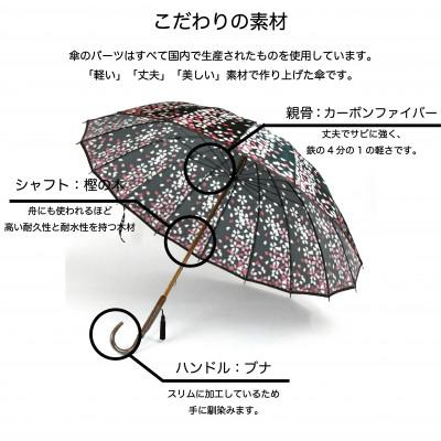 ふるさと納税 富士吉田市 【ふるさと納税限定品】舟久保織物の雨傘/長傘 ほぐし織/宵桜/黒 ブラック レディース 日本製 |  | 01