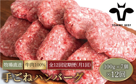 【牧場直送】【12回定期便】岩塩と牛肉のみで作った手ごねハンバーグ 100g×7個【有限会社佐賀セントラル牧場】 [IAH056]