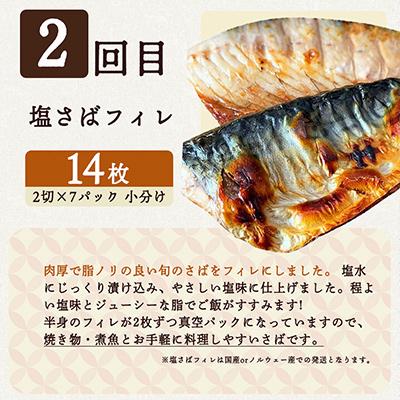 ふるさと納税 美浜町 【毎月定期便】海鮮セットI(銀鮭切身・サバフィレ・3種切身)全3回 |  | 02