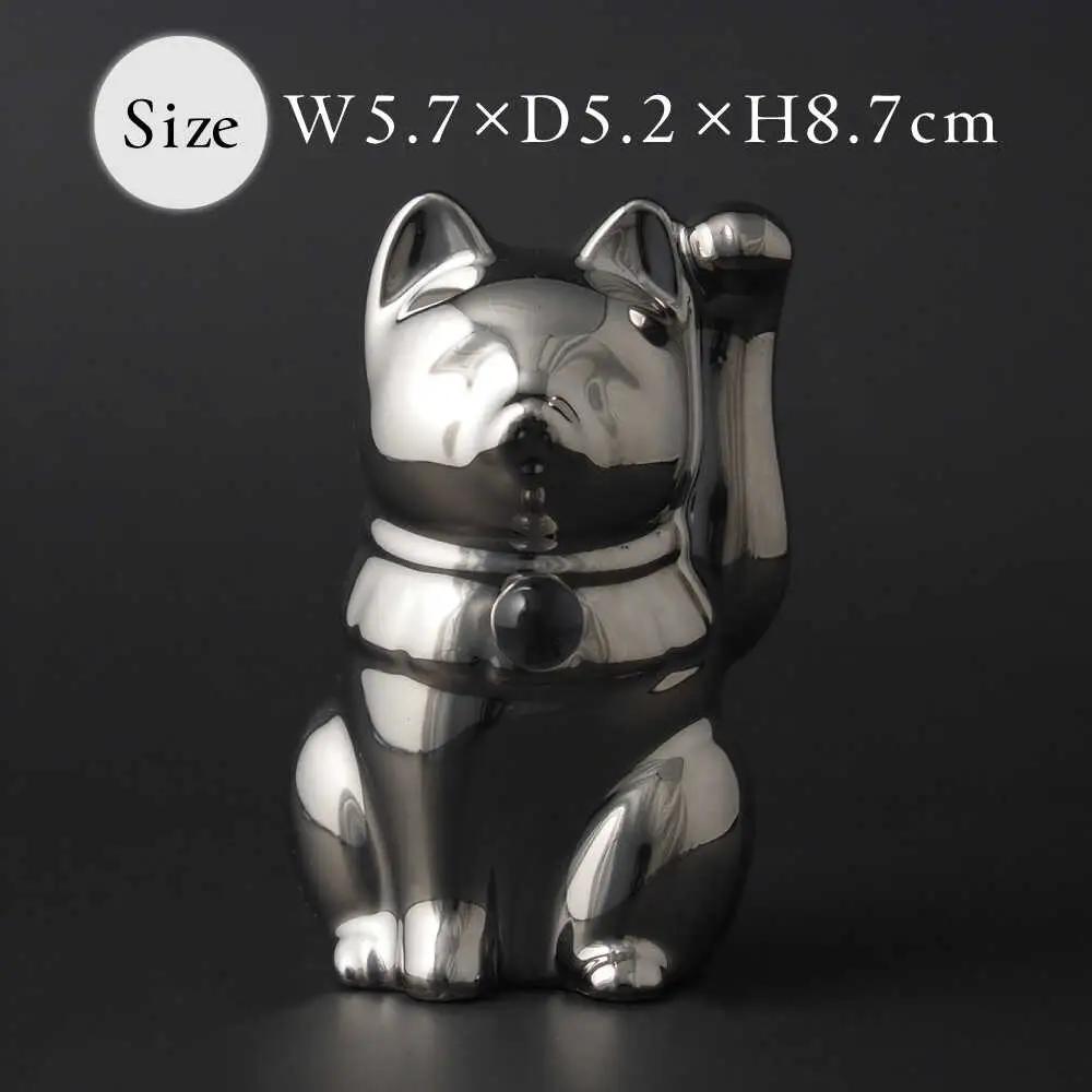 【瀬戸焼】＜招き猫＞Jeramic 2体セット ゴールド&プラチナ 水晶4月 【m.m.d.】 / インテリア ネコ 風水 誕生石 [BBAC010]