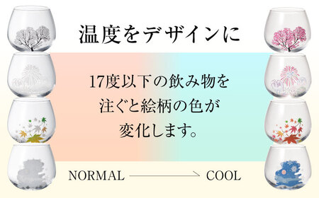 温度で変化する器 ゆらゆらグラス 4個セット 『冷感日本四季』 多治見市 / 丸モ高木陶器[TBA244]