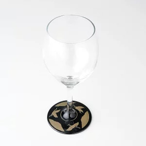 みよし漆器本舗 紀州塗り ぬりもん de Verre ワイングラス 蒔絵 万葉鶴 単品 黒 300ml