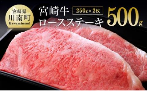 宮崎牛 ロースステーキ 500g (250g×2枚)【4大会連続日本一 肉 牛肉 国産 黒毛和牛 肉質等級4等級以上 4等級 5等級 ミヤチク 鉄板焼き】