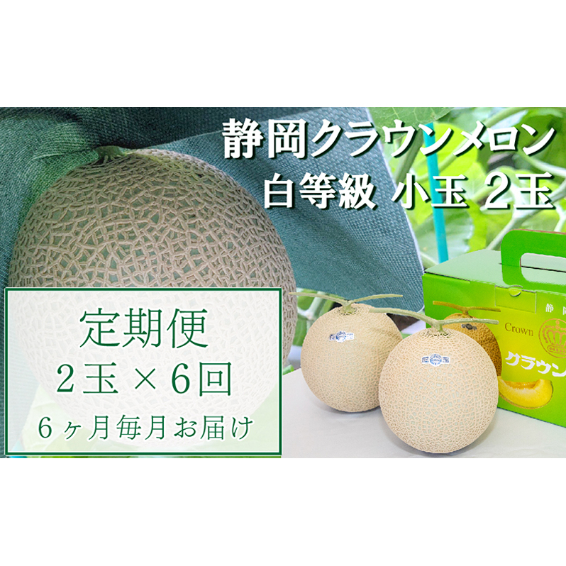 【6か月定期便】クラウンメロン【並(白等級)】小玉(1.1kg前後)2玉入り 果物 メロン青肉 フルーツ デザート 高級メロンブランド 高級メロン ブランドメロン 