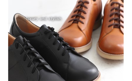 本革 幅広 ４Ｅ ワイド レザーカジュアル メンズ  ５.５cmアップ シークレットスニーカー No.516 キャメル 24.5cm