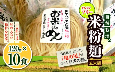 グルテンフリ— 自然栽培の 米粉麺 （ 玄米麺 ）120g× 10食