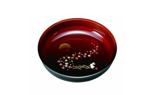 
8.0寸 菓子鉢 杢塗分け 春秋月うさぎ【YG69】
