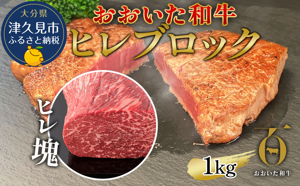 おおいた和牛 ヒレブロック約1kg 和牛 豊後牛 国産牛 赤身肉 焼き肉 焼肉 大分県産 九州産 津久見市 国産【tsu002304】