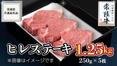 【常陸牛】ヒレステーキ 250g×5枚 (1.25kg)( 茨城県共通返礼品 )  国産 お肉 焼肉 焼き肉 バーベキュー BBQ ヒレ ヘレ テンダーロイン ブランド牛