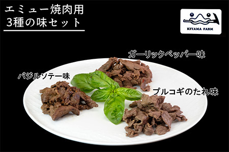 エミュー焼肉用3種の味セット【エミュー 基山産 高タンパク 高鉄分 低カロリー ヘルシー ジビエ 貴重肉 鉄分補給】A3-F006012