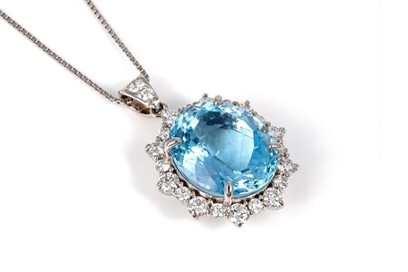 【一点もの】アクアマリン（8.41ct）ダイヤモンドプラチナペンダント　R85　K05141-H
