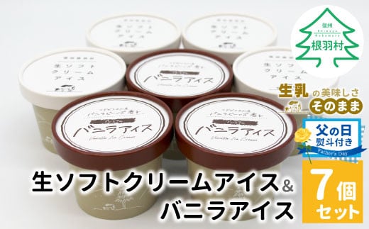 【父の日✿熨斗対応】乳原100％南信州産！ミルク感たっぷり！生ソフトクリーム＆バニラアイス 7個入り80ml 5000円 アイスクリーム バニラアイス マダガスカル産 バニラビーンズ アイス　お祝い ギフト 贈り物