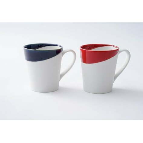 有田焼 つき立マグカップ 大（蒼スノー・レッドスノー）ペア 大慶 A18-204