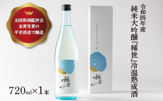 
            【あら茶屋】令和5年酒造年度全国新酒鑑評会金賞受賞の平孝酒造で醸造！涌谷町黄金大使・安野希世乃さんプロデュース「令和4年産 純米大吟醸『稀世』」冷温熟成酒720ml ※離島への配送不可 ※2024年10月下旬より順次発送予定
          