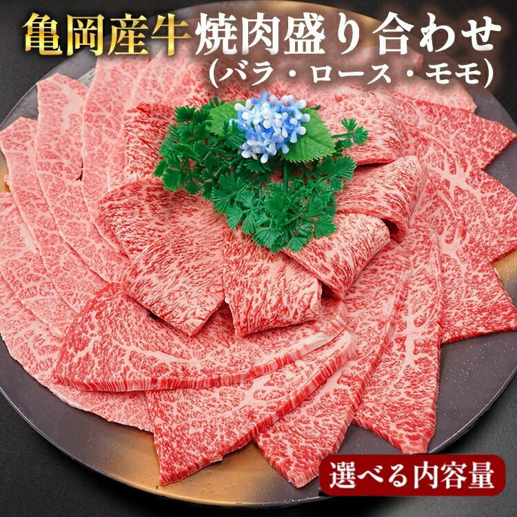 【ふるさと納税】【銀閣寺大西】【選べる内容量】亀岡産牛 国産黒毛和牛 焼肉 盛り合わせ(バラ・ロース・モモ) 500g 1kg 牛肉 冷凍 保存 薄切り 肉巻き 送料無料 京都 老舗 厳選 京都府産 人気 おすすめ グルメ 国産牛 ファミリー BBQ パーティー キャンプ 食べ比べ