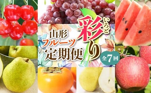 【2026年度 先行予約】彩りフルーツ定期便 全7回 さくらんぼ ぶどう すいか 梨 柿 りんご 果物 フルーツ FSY-2605
