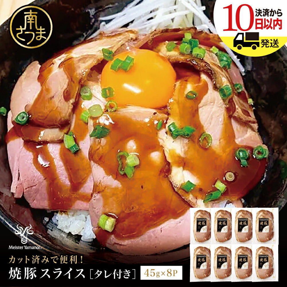 【ふるさと納税】◆数量限定◆ 焼豚スライスセット 45g×8P 特製タレ付 マイスター山野井 チャーシュー 炭火焼 焼き豚丼 カット済み 簡単調理 肉 豚肉加工品 冷蔵 惣菜 おかず 家庭用 炭火 ラーメン 丼 鹿児島 グルメ ギフト 贈答用 贈り物 南さつま市 送料無料
