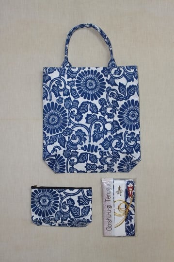 
B119　オリジナル河内木綿柄和物セット（紺）
