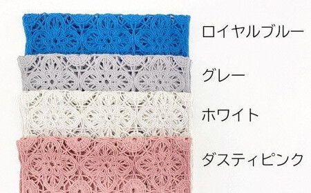 差し込み ショートマフラー レトロレース柄 ( ロイヤルブルー ) シルク100％ コード刺繍 レディース 日本製 | おしゃれ シンプル マフラー プレゼント ギフト 新潟県 五泉市 有限会社田中刺