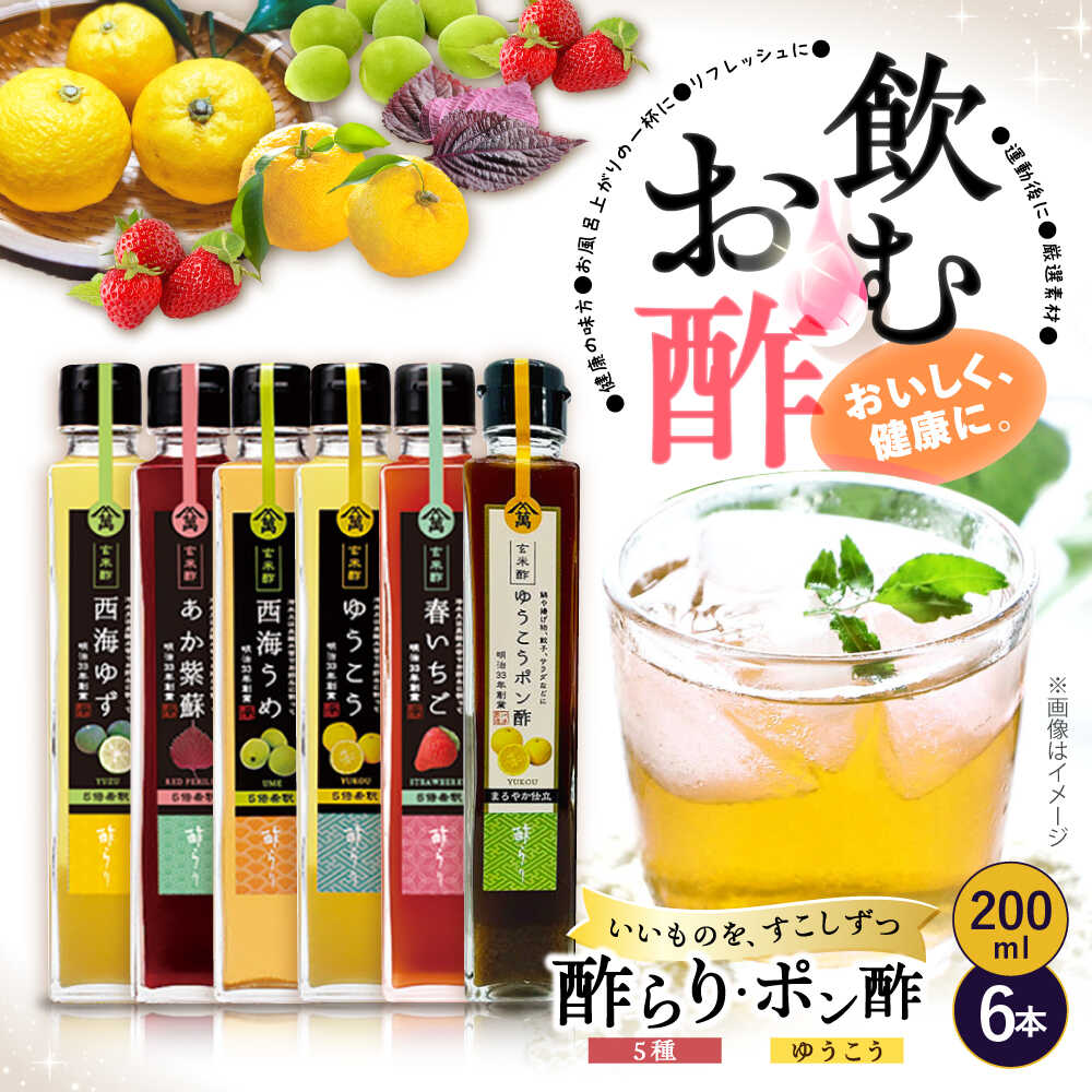 【ふるさと納税】【飲む玄米酢】酢らり 6種セット（5種＋ポン酢1本）＜川添酢造＞[CDN132] 長崎 西海 お酢 ビネガー 調味料 果実酢 発酵 飲む酢 酢 ビネガー 飲料 果実酢 お酢 ジュース 贈答 ギフト プレゼント 贈り物 お中元 お歳暮